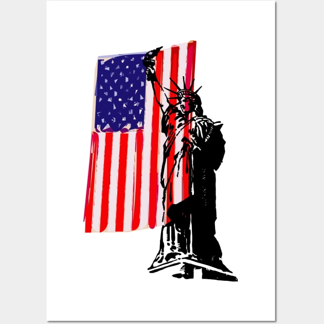 Liberty and a Flag Wall Art by Tamie